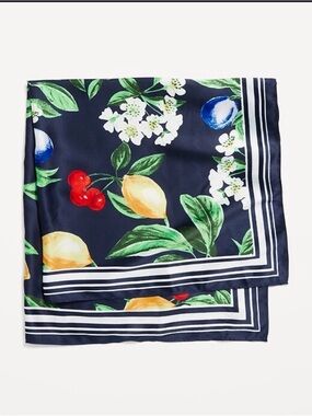 Old navy classy lemon cherry scarf head tie 29.5 x 29.5 inches